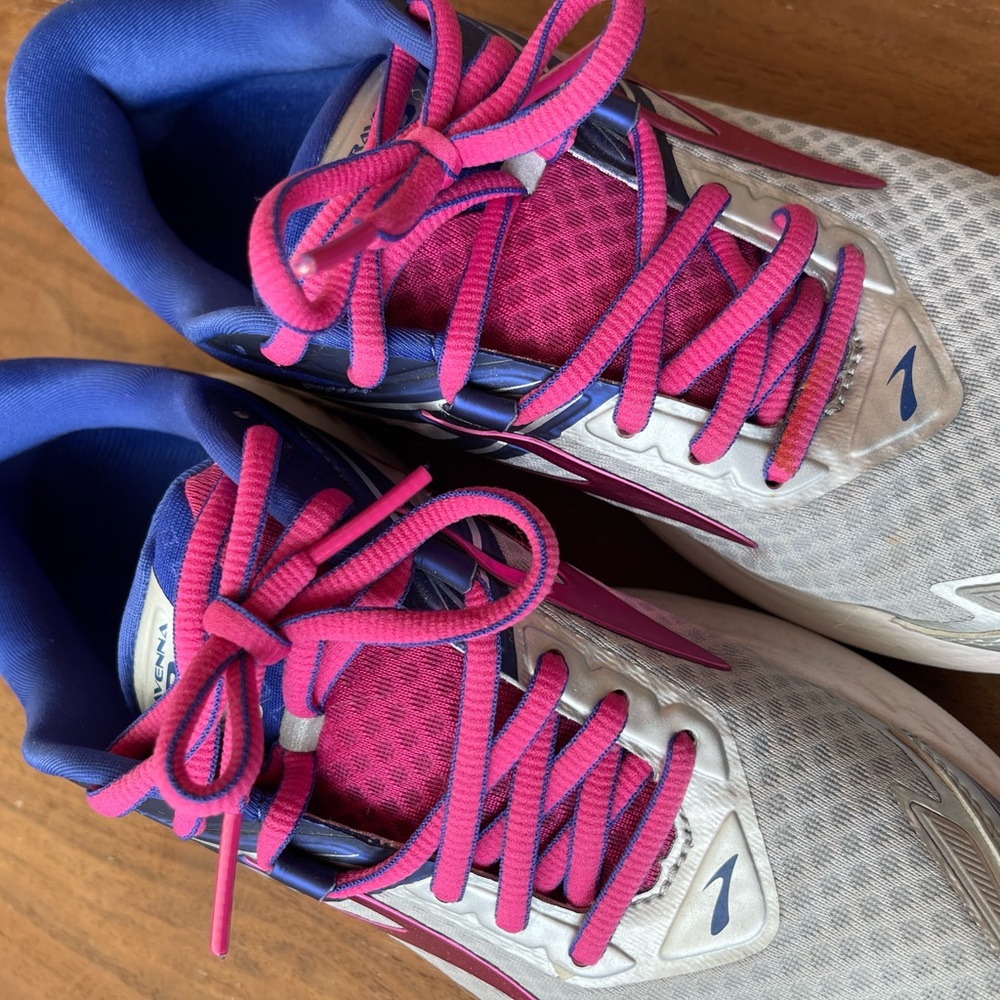 Brooks Womens White Blue Pink Glycerin/Atrena Athletic Running Shoes - Picture 10 of 10